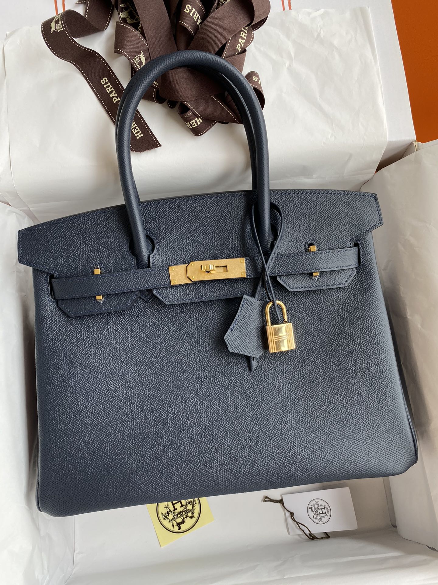 Hermes Birkin 35CM Epsom Leather Handbag Dark Blue